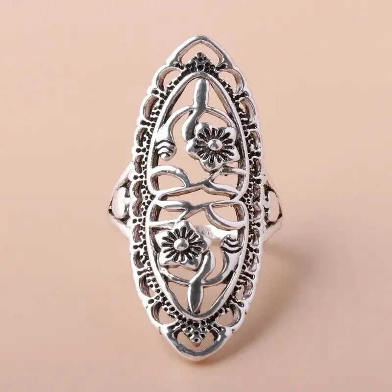 European and American British style ring pattern hollow flower alloy fashionable plum blossom dominee jewelry