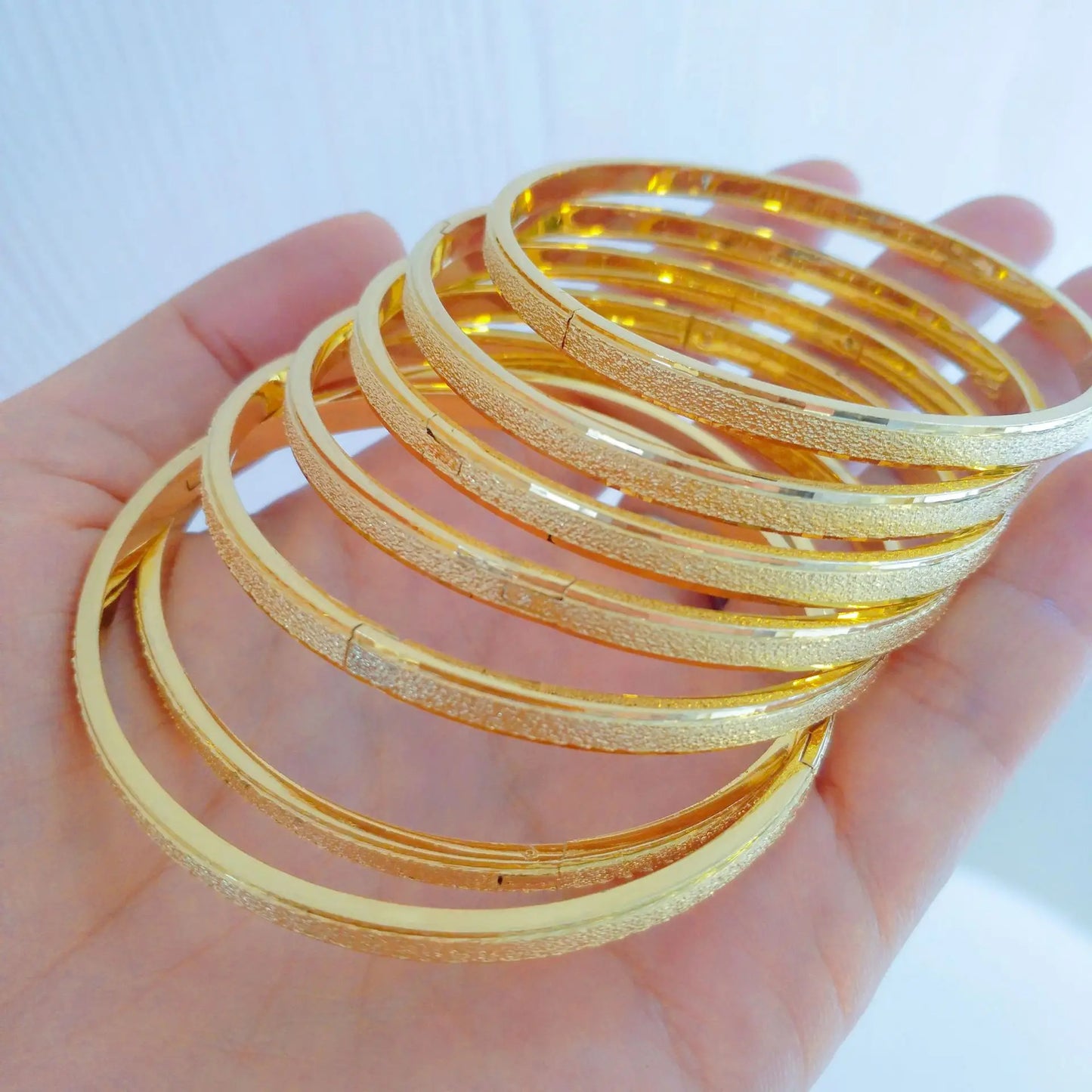 Real 24k Gold 9999 Frosted Snap Bracelet Girl's Opening Adjustable Bracelet Copper Imitation Gold Gift Fine Jewelry