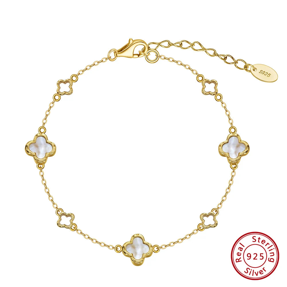 ORSA JEWELS Hollow Clover Luxury Chain Necklace Banquet Party Gift 925 Silver Four Flowers Clover Neck Jewelry Accessories GMN61