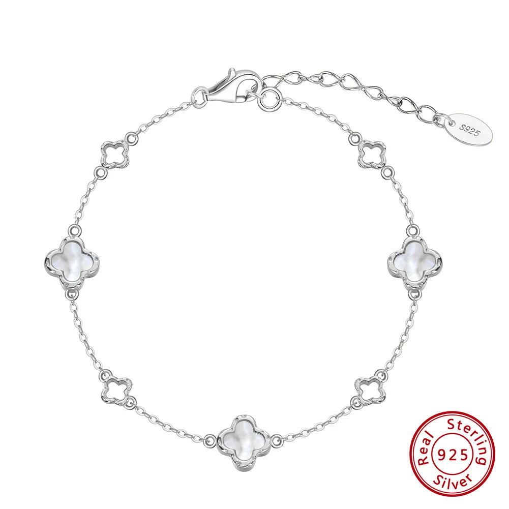 ORSA JEWELS Hollow Clover Luxury Chain Necklace Banquet Party Gift 925 Silver Four Flowers Clover Neck Jewelry Accessories GMN61