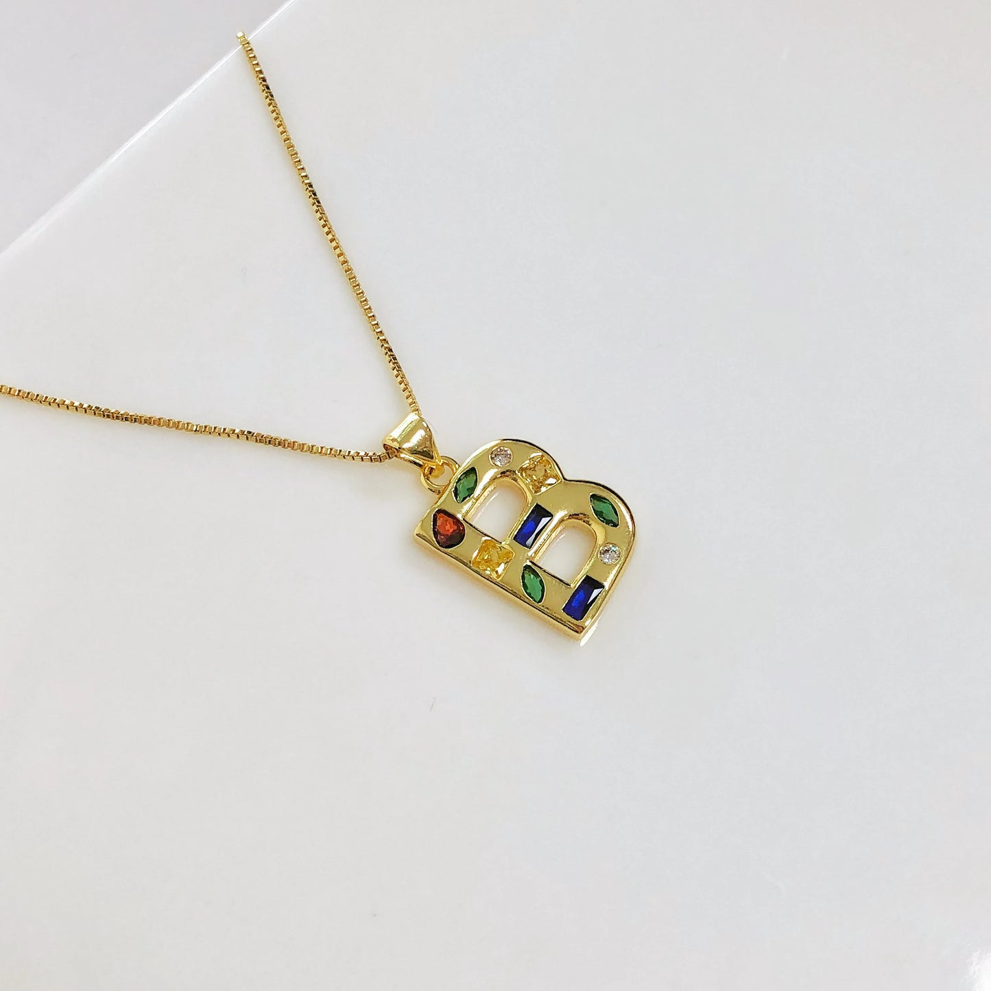 High Quality Gold Plating Initial Necklace Letter A-Z Colorful Zircon 26 Initial Pendant For Women Men stainless steel Jewelry