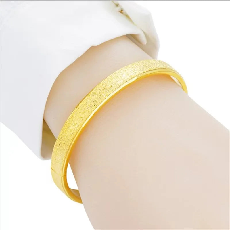 Real 24k Gold 9999 Frosted Snap Bracelet Girl's Opening Adjustable Bracelet Copper Imitation Gold Gift Fine Jewelry