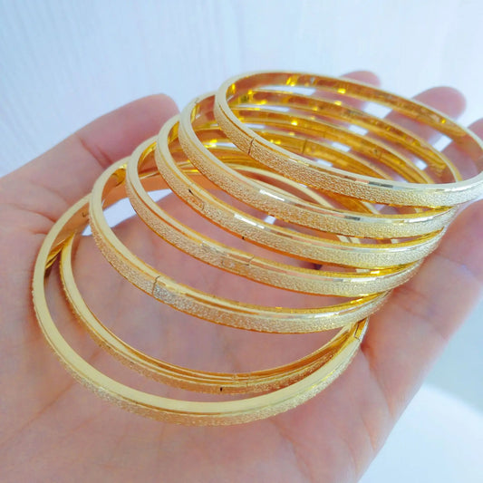 Real 24k Gold 9999 Frosted Snap Bracelet Girl's Opening Adjustable Bracelet Copper Imitation Gold Gift Fine Jewelry