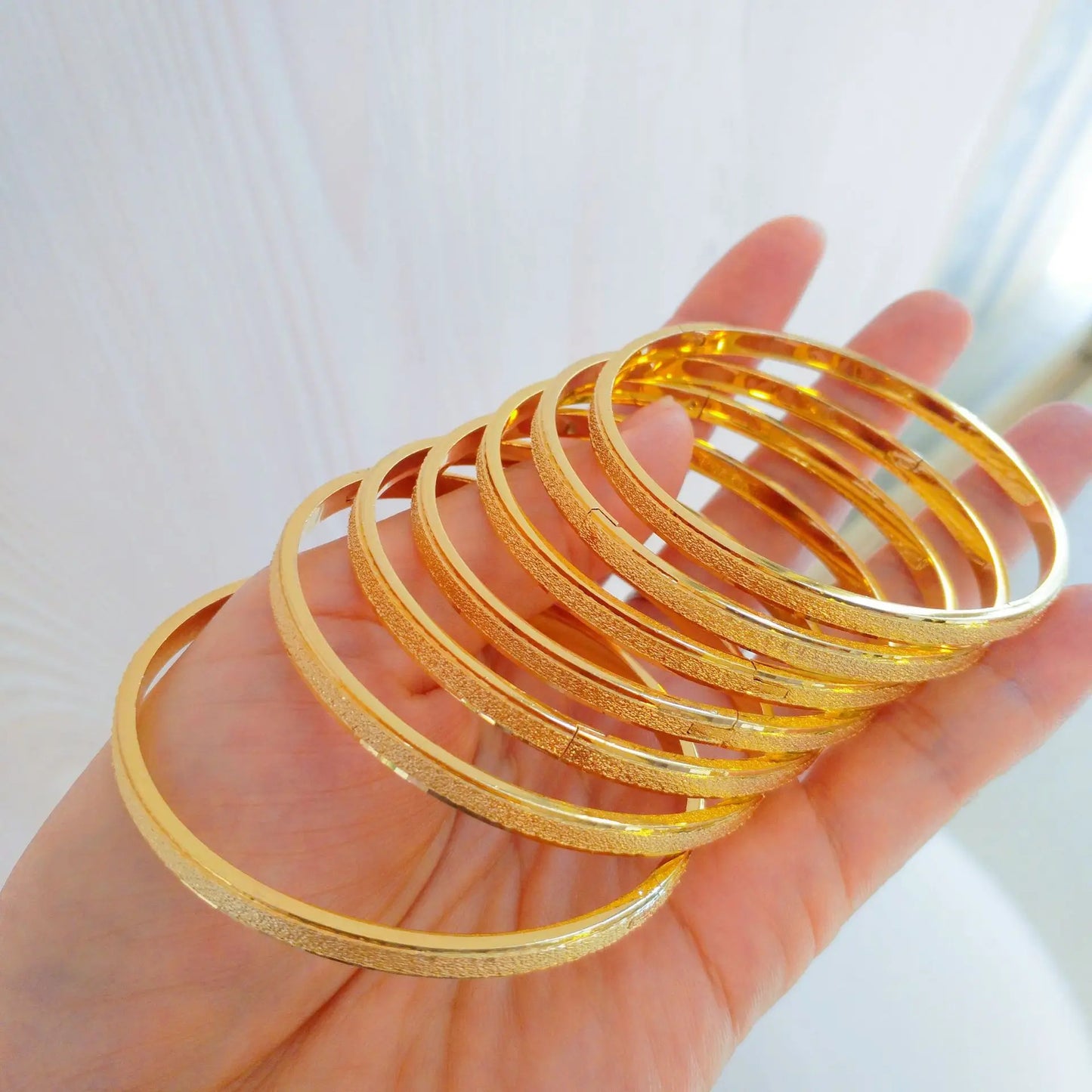 Real 24k Gold 9999 Frosted Snap Bracelet Girl's Opening Adjustable Bracelet Copper Imitation Gold Gift Fine Jewelry