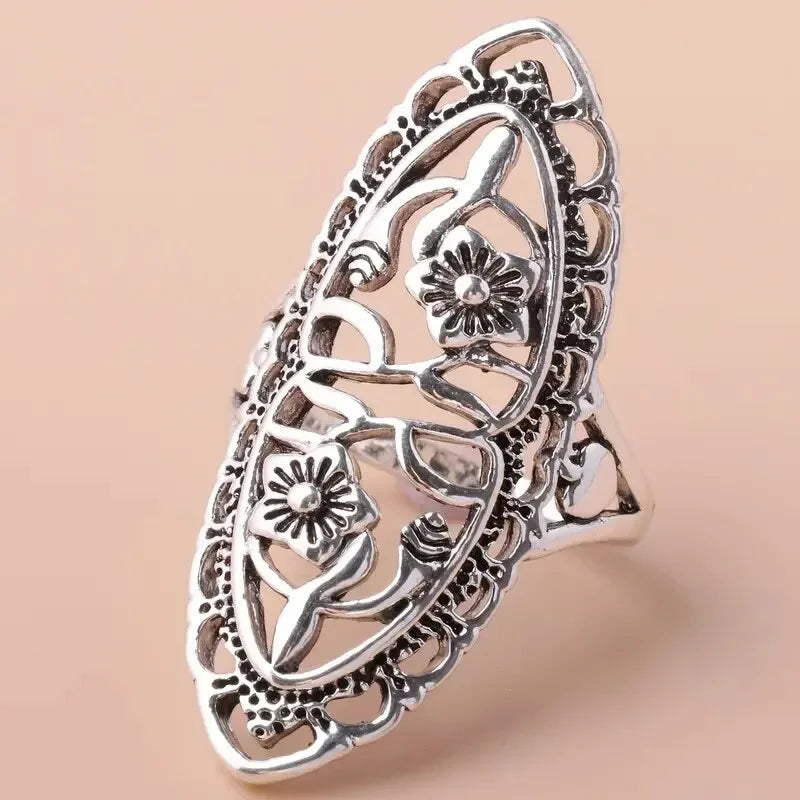 European and American British style ring pattern hollow flower   alloy fashionable plum blossom dominee jewelry